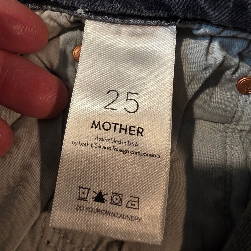 Mother The Scrapper Cuff Ankle Fray Jeans Unstitched in the Dark Button Fly 25 - Picture 11 of 14